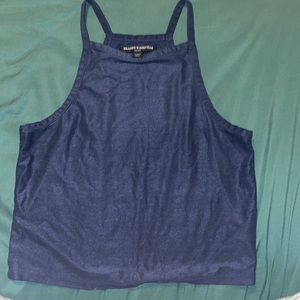 this halter crop top is velvet feeling and super comfy!